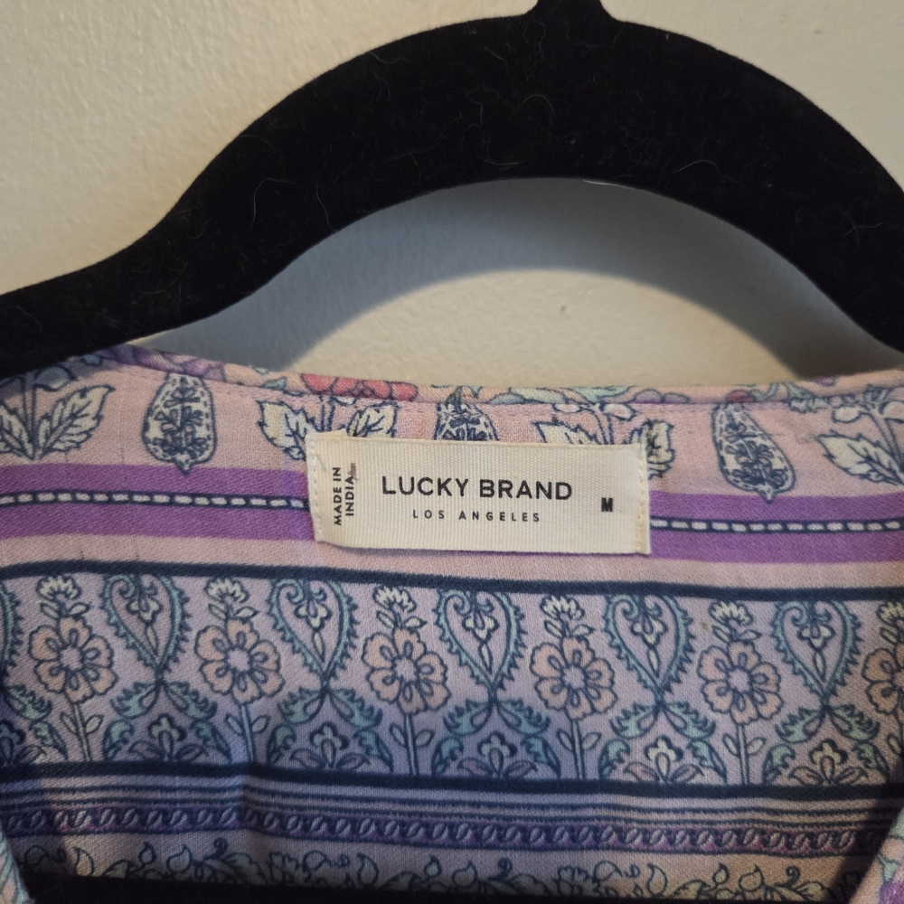 Lucky Brand Pastel Paisley Lace-Up Peasant Tunic - Picture 4 of 11